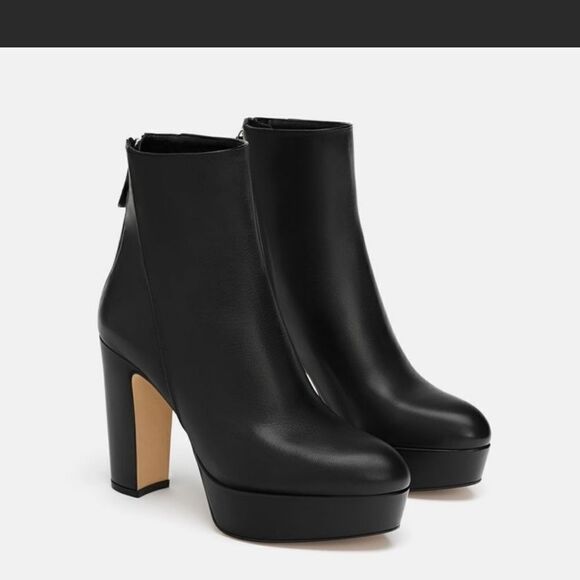Zara Platform Leather Ankle Boots - Picture 5 of 11